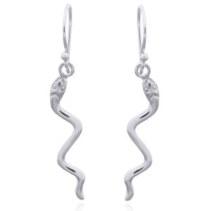 A pair of moving up sterling silver snake dangle earrings