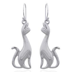 A pair of siamese cats sterling silver dangle earrings