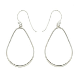 A pair of graceful pear shaped sterling silver dangle earrings