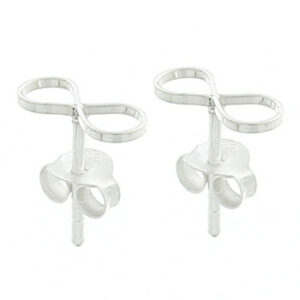 A pair of everyday wear sterling silver infinity stud earrings