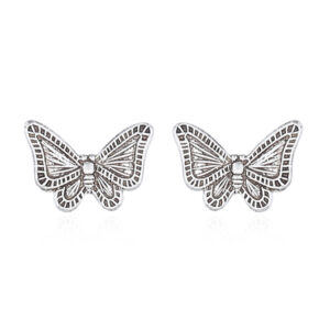 A pair of eye catching little sterling silver butterfly stud earrings