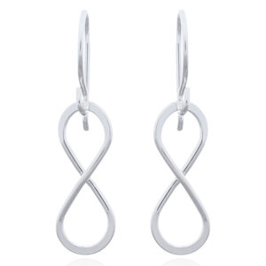 A pair of plain sterling silver symmetrical infinity dangle earrings