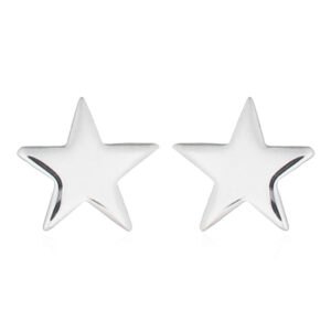 A pair of polished sterling silver star stud earrings
