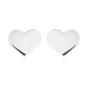 A pair of polished sterling silver heart stud earrings