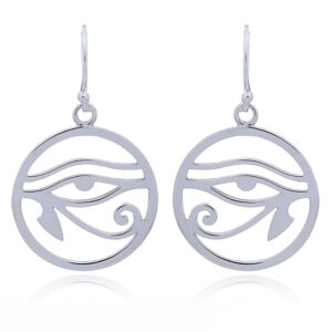 A pair of egyptian eye of horus sterling silver dangle earrings
