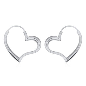 A pair of lovely floating sterling silver heart hoop earrings