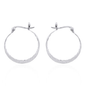 A pair of hammered sterling silver hoop earrings concaved tapered chic