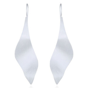 A pair of 925 silver free form earrings brushed finish