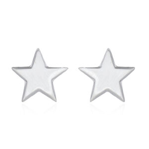 A pair of dainty brushed finish plain 925 sterling silver star stud earrings