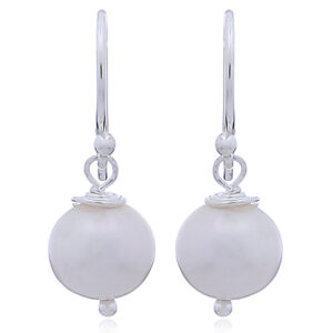 A pair of white freshwater pearls 925 sterling silver earrings