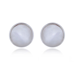 A pair of 7mm round mother of pearl sterling silver stud earrings