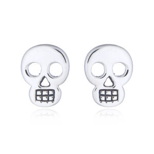 A pair of sterling silver skull head gothic stud earrings