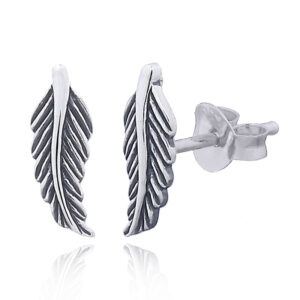 A pair of dainty 925 feather stud earrings