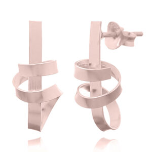 A pair of rose gold wire plate double twirled stud earrings