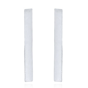 A pair of rectangle stick silver stud earrings