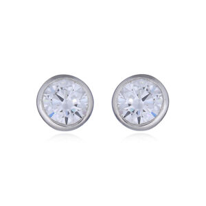 A pair of round faceted clear cubic zirconia stud earrings