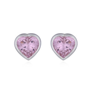 A pair of heart faceted rose cubic zirconia stud earrings