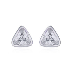 A pair of triangular faceted clear cubic zirconia stud earrings
