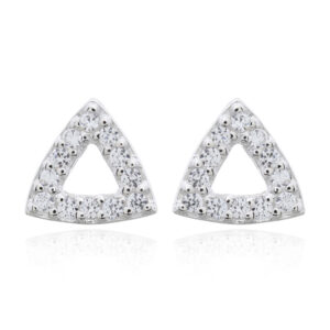 A pair of cubic white zirconia triangle sterling silver stud earrings