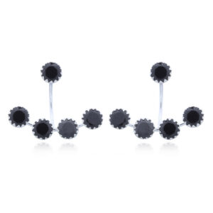 A pair of classic bold black cz front back stud 925 earrings