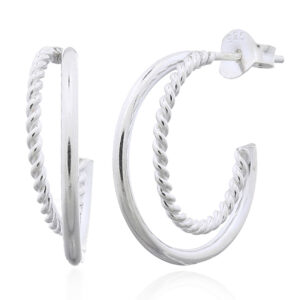 A pair of 925 silver intertwined hoop stud earrings
