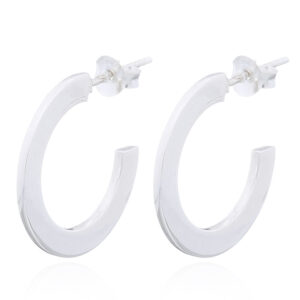 A pair of 925 silver flat circle curve earrings