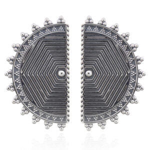 A pair of antiqued tribal boho sterling silver stud earrings