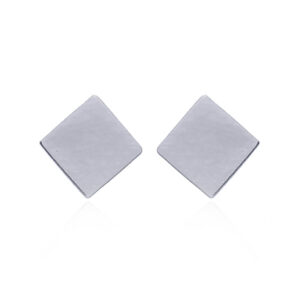 A pair of rhodium plated plain square disc 925 stud earrings