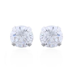 A pair of round teensy cubic zirconia silver stud earrings