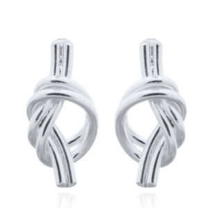 A pair of love knot sterling silver stud earrings