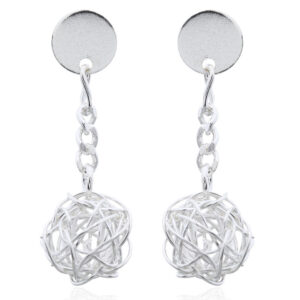 A pair of tangled wire ball charm stud earrings 925 silver