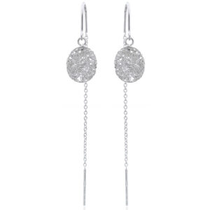 A pair of oval tangled flat wire 925 silver threader earrings