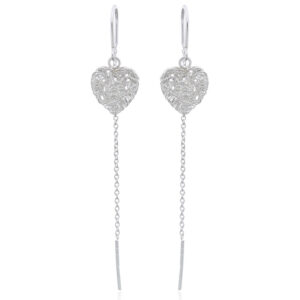 A pair of heart tangled flat wires 925 silver threader earrings