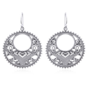 A pair of tibetan antique dangle 925 silver dangle earrings