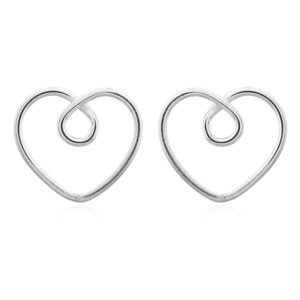 A pair of heart tie knot 925 silver stud earrings
