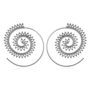 A pair of boho ethnic spiral 925 silver earrings