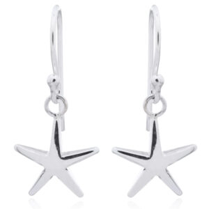A pair of starfish shaped plain dangler 925 silver earrings