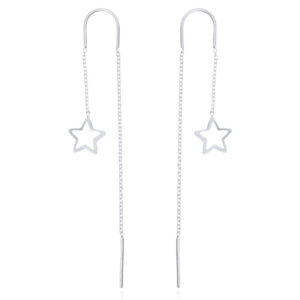A pair of stamped star 925 silver cable chain threader earrings
