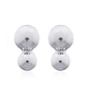 A pair of 925 silver two connected solid balls stud earrings