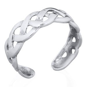 A braided plain silver celtic knot band toe ring