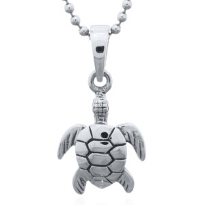 A sterling silver turtle charm pendant ornamented turtle