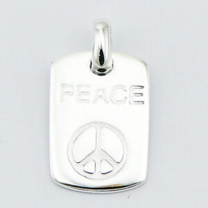 A sterling silver tag pendant engraved letters & peace symbol