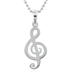 A 925 sterling silver pendant shiny g-clef musical symbol