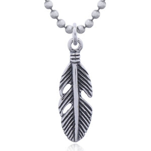 A oxidized 925 silver feather pendant