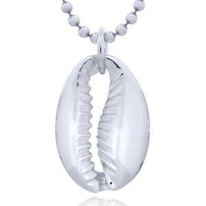A cowrie shell sterling silver pendant