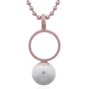 A sphere pearl with rose gold plated circle 925 silver pendant