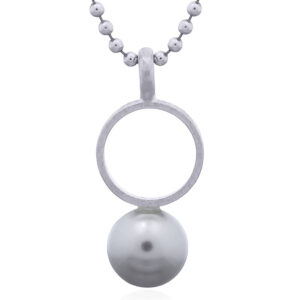 A sphere pearl and 925 silver open circle pendant