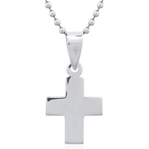 A modestly styled sterling silver cross charm pendant