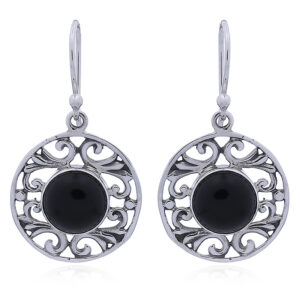 A pair of gemstone ajoure sterling silver earrings vintage tendrils