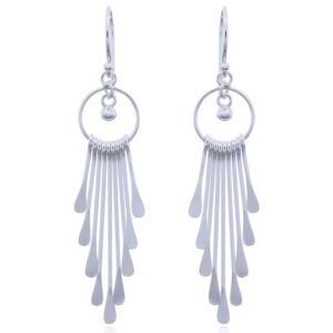 A pair of long sterling silver chandelier earrings contemporary design